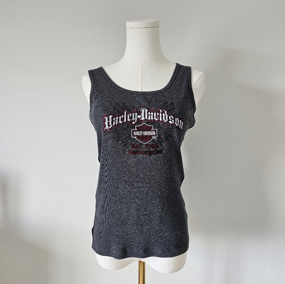Harley-Davidson Gray Fitted Sleeveless Tank Top